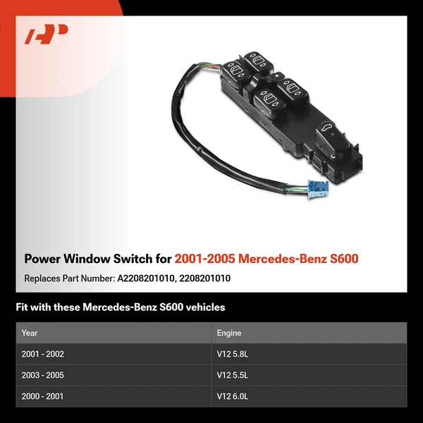 Power Window Switch for 2001-2005 Mercedes-Benz S600