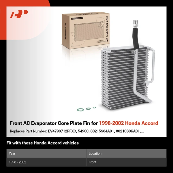 Front AC Evaporator Core Plate Fin for 1998-2002 Honda Accord