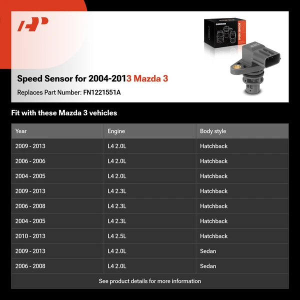 Speed Sensor for 2004-2013 Mazda 3