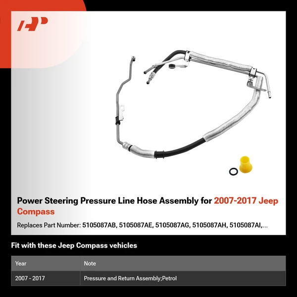 Power Steering Pressure Line Hose Assembly for 2007-2017 Jeep Compass