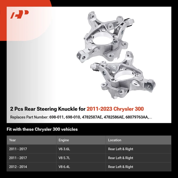 2 Pcs Rear Steering Knuckle for 2011-2023 Chrysler 300