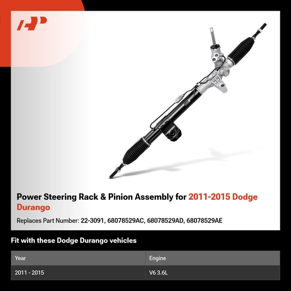 Power Steering Rack & Pinion Assembly for 2011-2015 Dodge Durango