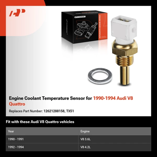 Engine Coolant Temperature Sensor for 1990-1994 Audi V8 Quattro