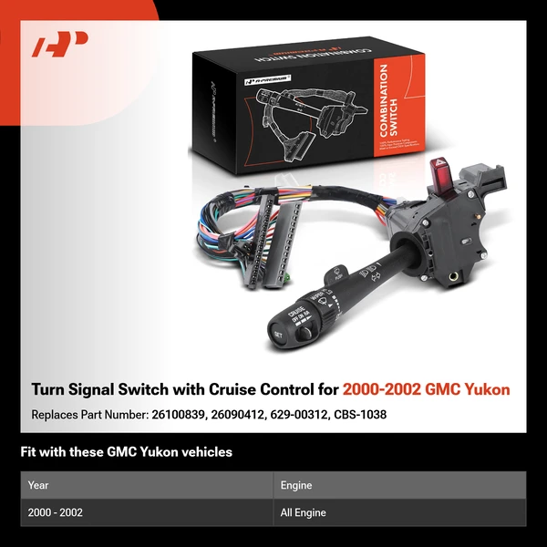 Turn Signal Switch with Cruise Control for 2000-2002 GMC Yukon