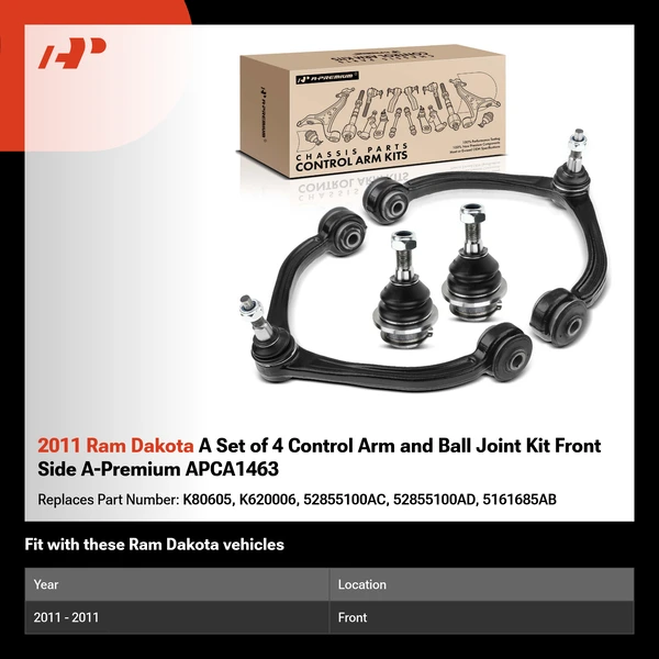 2011 Ram Dakota A Set of 4 Control Arm and Ball Joint Kit Front Side A-Premium APCA1463