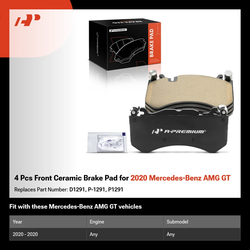 4 Pcs Front Ceramic Brake Pad for 2020 Mercedes-Benz AMG GT
