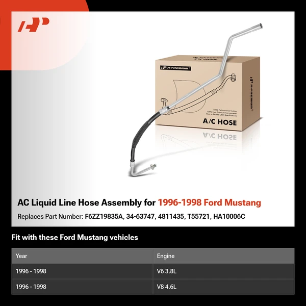 AC Liquid Line Hose Assembly for 1996-1998 Ford Mustang