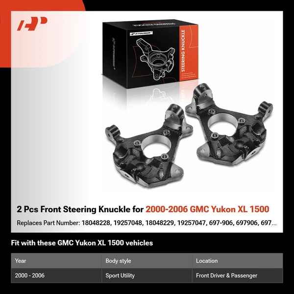 2 Pcs Front Steering Knuckle for 2000-2006 GMC Yukon XL 1500