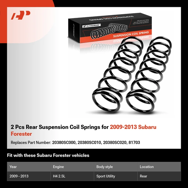 2 Pcs Rear Suspension Coil Springs for 2009-2013 Subaru Forester