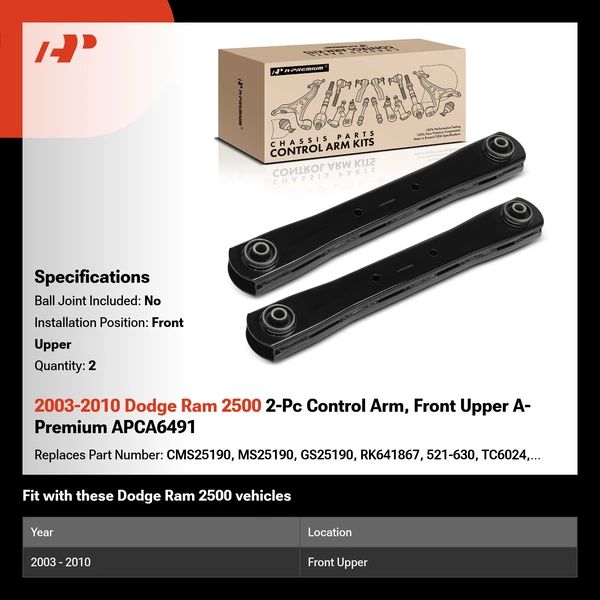 2003-2010 Dodge Ram 2500 2-Pc Control Arm, Front Upper A-Premium APCA6491