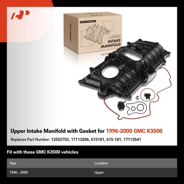 Upper Intake Manifold with Gasket for 1996-2000 GMC K3500