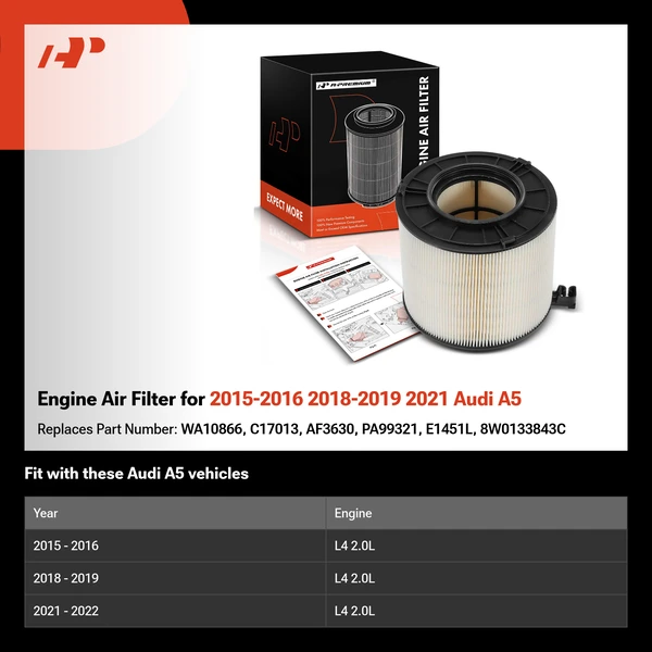 Engine Air Filter for 2015-2016 2018-2019 2021 Audi A5