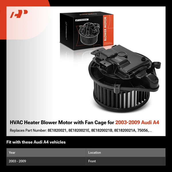 HVAC Heater Blower Motor with Fan Cage for 2003-2009 Audi A4