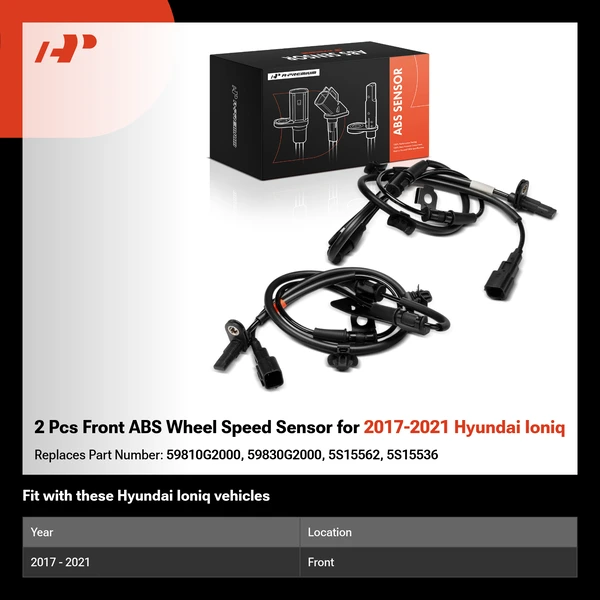 2 Pcs Front ABS Wheel Speed Sensor for 2017-2021 Hyundai Ioniq