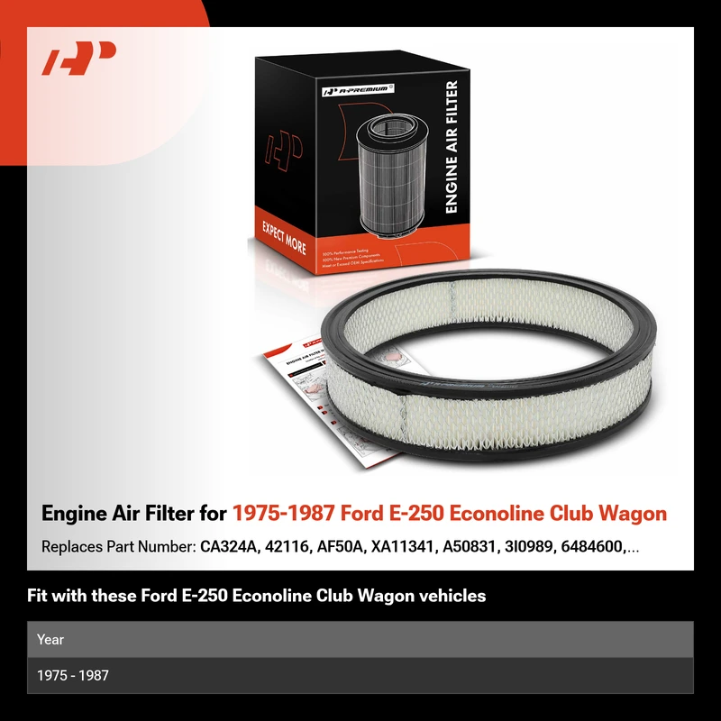 Engine Air Filter for 1975-1987 Ford E-250 Econoline Club Wagon