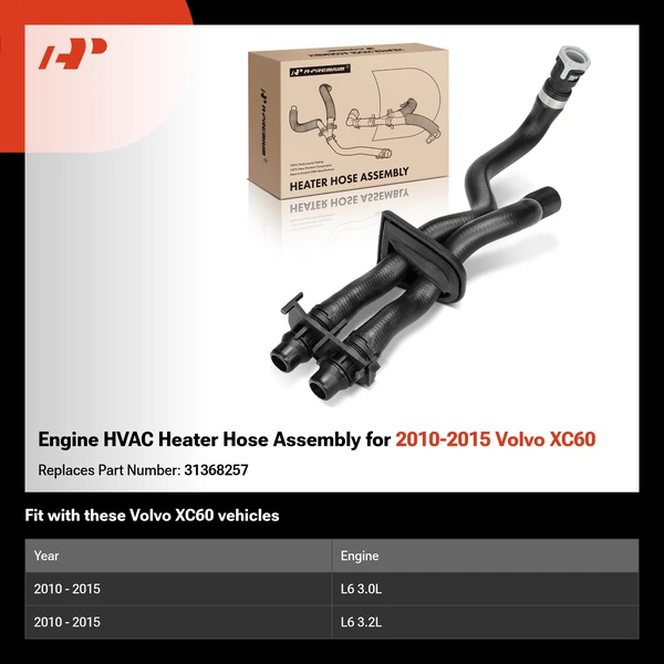 Engine HVAC Heater Hose Assembly for 2010-2015 Volvo XC60