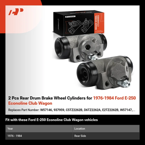 2 Pcs Rear Drum Brake Wheel Cylinders for 1976-1984 Ford E-250 Econoline Club Wagon