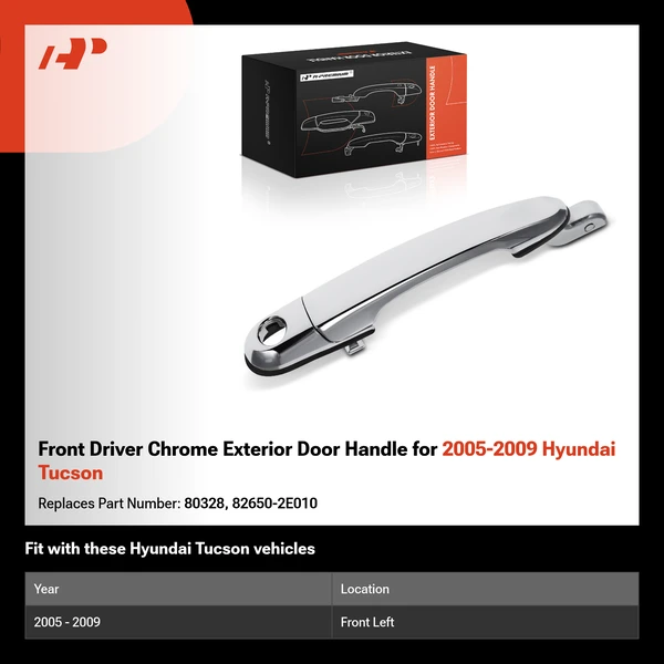 Front Driver Chrome Exterior Door Handle for 2005-2009 Hyundai Tucson