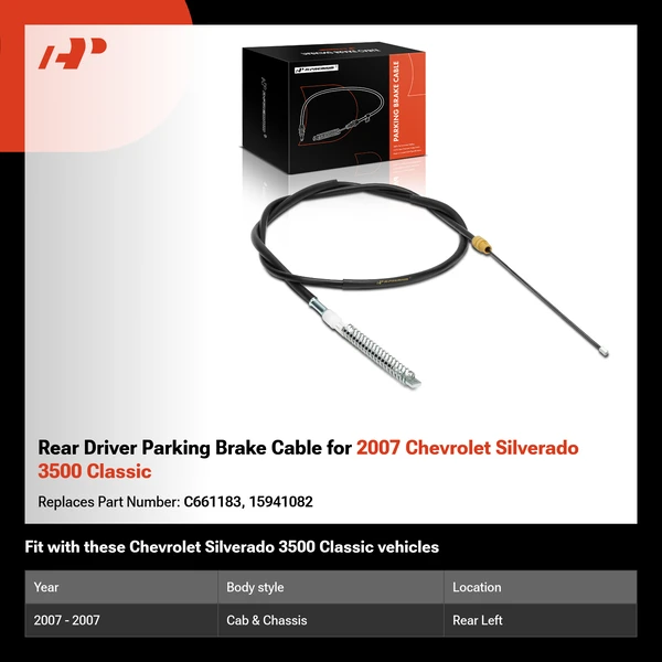 Rear Driver Parking Brake Cable for 2007 Chevrolet Silverado 3500 Classic