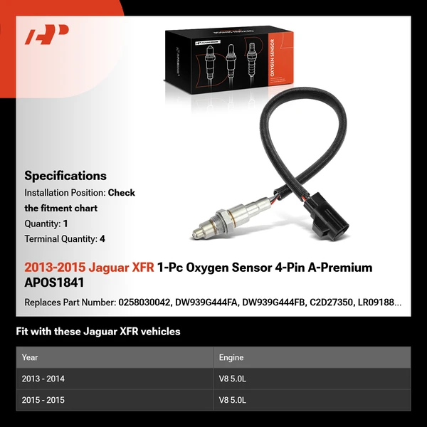 2013-2015 Jaguar XFR 1-Pc Oxygen Sensor 4-Pin A-Premium APOS1841