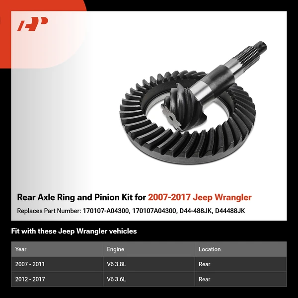 Rear Axle Ring and Pinion Kit for 2007-2017 Jeep Wrangler