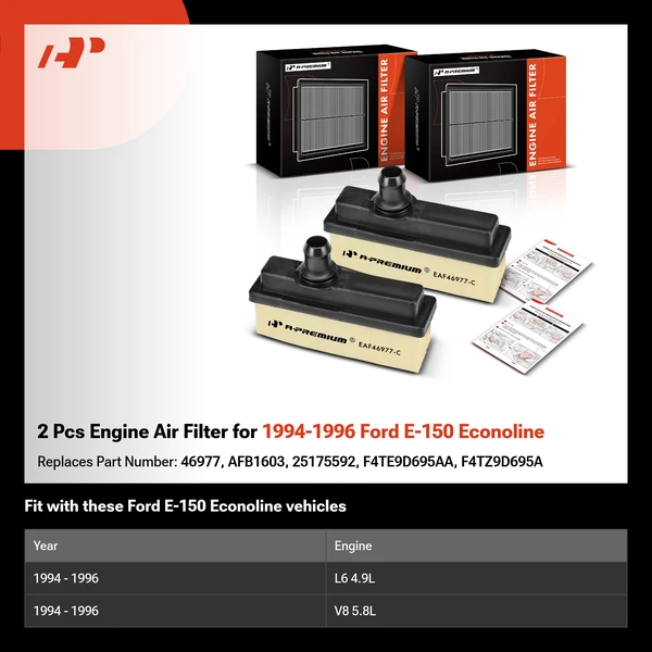 2 Pcs Engine Air Filter for 1994-1996 Ford E-150 Econoline