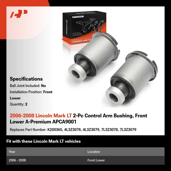 2006-2008 Lincoln Mark LT 2-Pc Control Arm Bushing, Front Lower A-Premium APCA9001