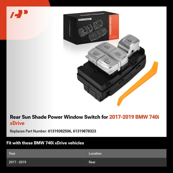Rear Sun Shade Power Window Switch for 2017-2019 BMW 740i xDrive