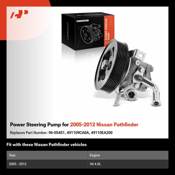 Power Steering Pump for 2005-2012 Nissan Pathfinder