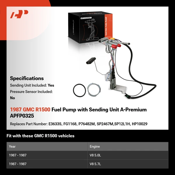 1987 GMC R1500 Fuel Pump with Sending Unit A-Premium APFP0325