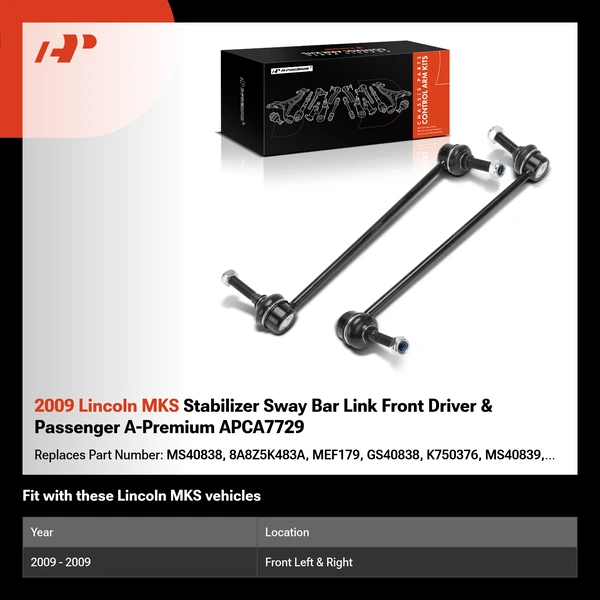 2009 Lincoln MKS Stabilizer Sway Bar Link Front Driver & Passenger A-Premium APCA7729