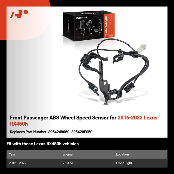 Front Passenger ABS Wheel Speed Sensor for 2016-2022 Lexus RX450h