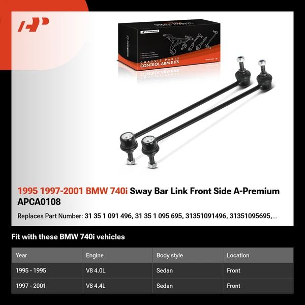 1995 1997-2001 BMW 740i Sway Bar Link Front Side A-Premium APCA0108