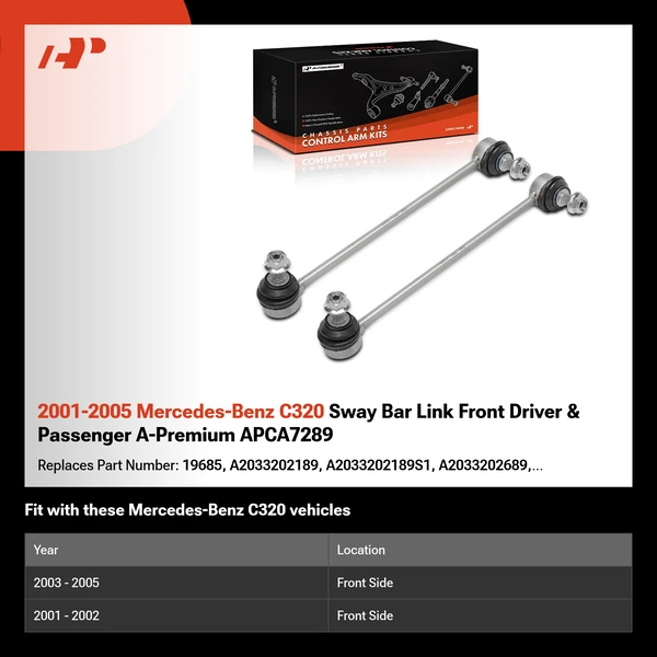 2001-2005 Mercedes-Benz C320 Sway Bar Link Front Driver & Passenger A-Premium APCA7289