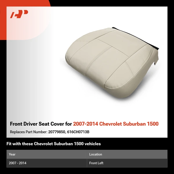 Front Driver Seat Cover for 2007-2014 Chevrolet Suburban 1500