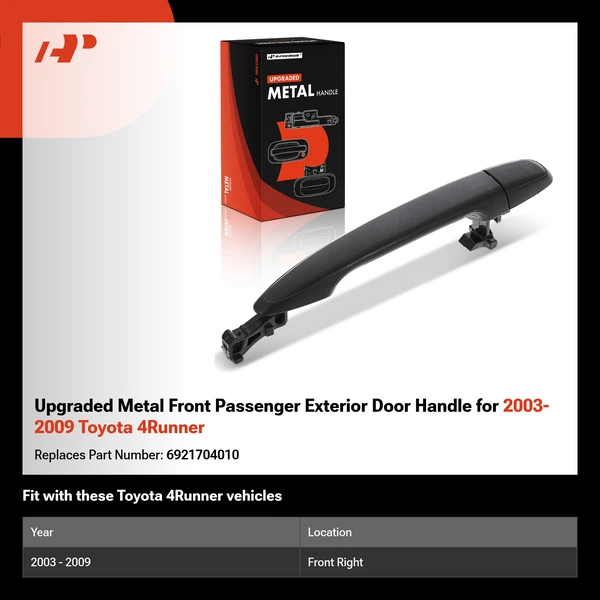 Upgraded Metal Front Passenger Exterior Door Handle for 2003-2009 Toyota 4Runner