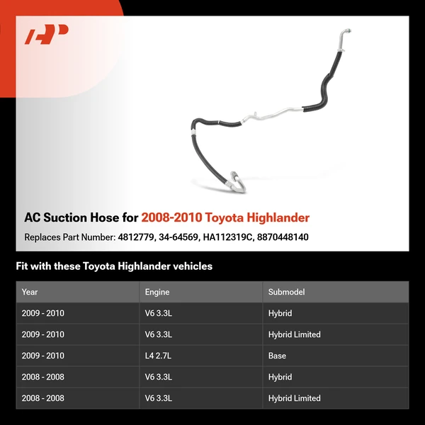 AC Suction Hose for 2008-2010 Toyota Highlander
