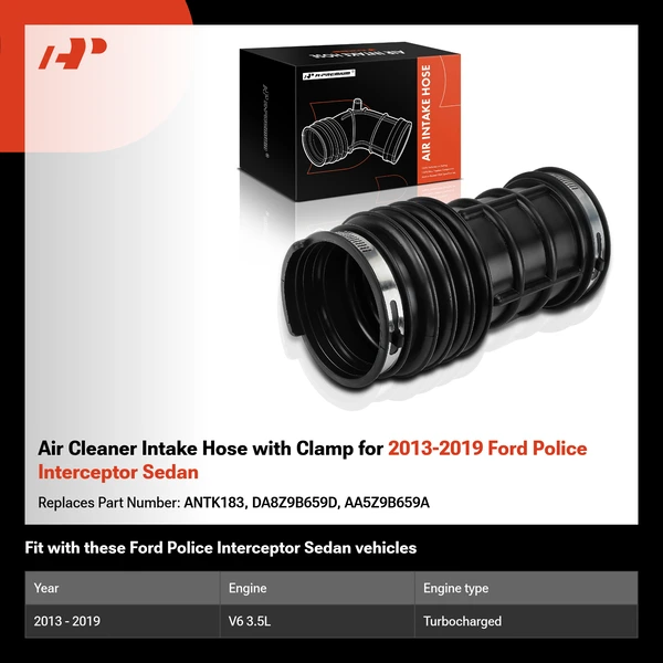 Air Cleaner Intake Hose with Clamp for 2013-2019 Ford Police Interceptor Sedan
