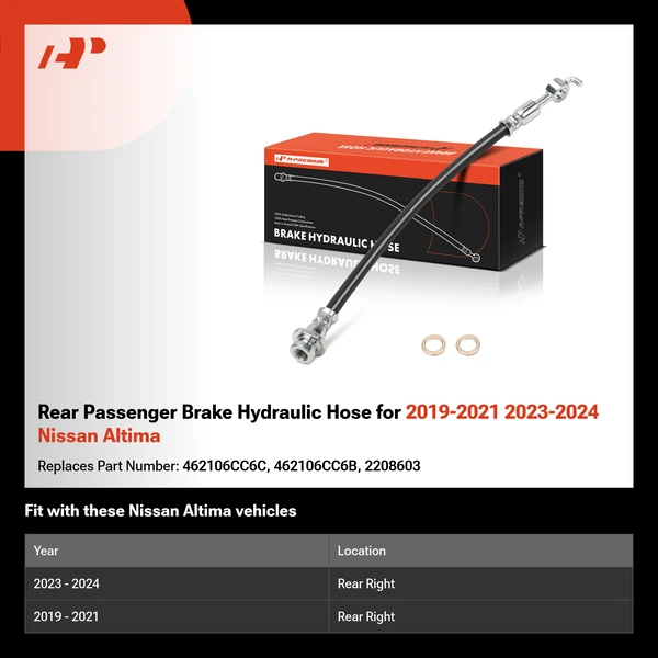 Rear Passenger Brake Hydraulic Hose for 2019-2021 2023-2024 Nissan Altima