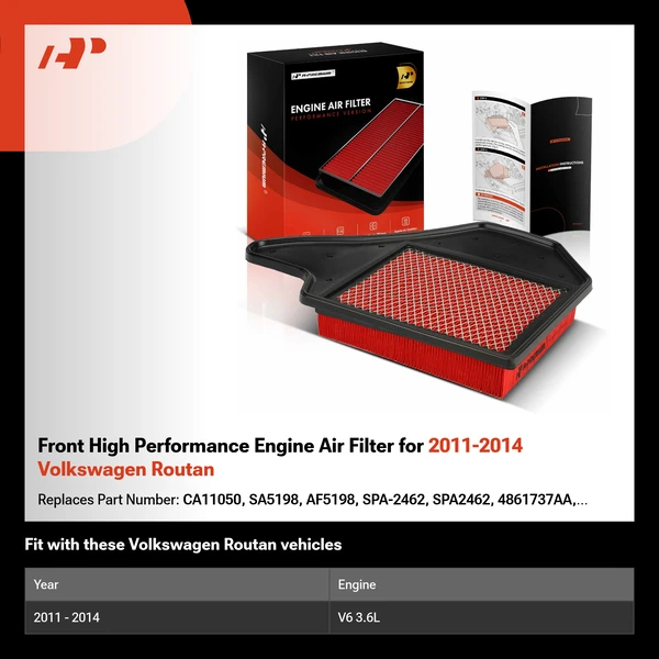 Front High Performance Engine Air Filter for 2011-2014 Volkswagen Routan