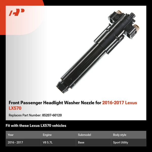 Front Passenger Headlight Washer Nozzle for 2016-2017 Lexus LX570