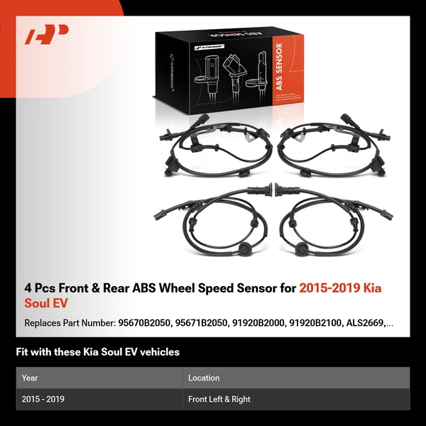 4 Pcs Front & Rear ABS Wheel Speed Sensor for 2015-2019 Kia Soul EV