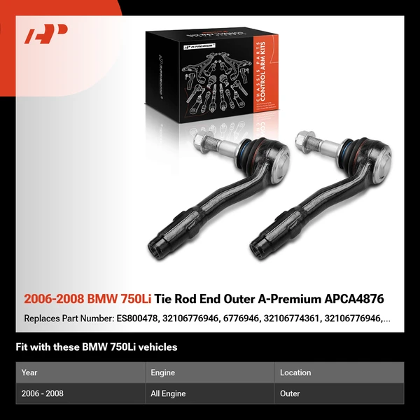 2006-2008 BMW 750Li Tie Rod End Outer A-Premium APCA4876