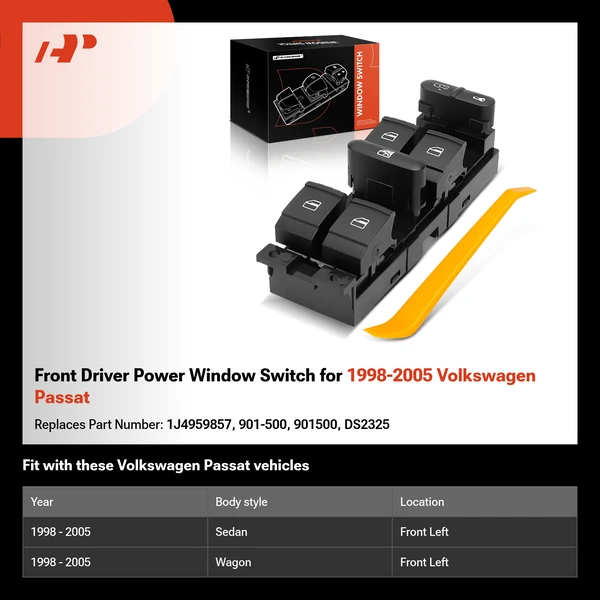 Front Driver Power Window Switch for 1998-2005 Volkswagen Passat