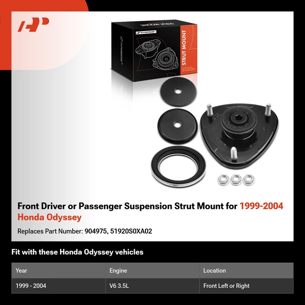 Front Driver or Passenger Suspension Strut Mount for 1999-2004 Honda Odyssey