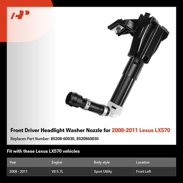 Front Driver Headlight Washer Nozzle for 2008-2011 Lexus LX570