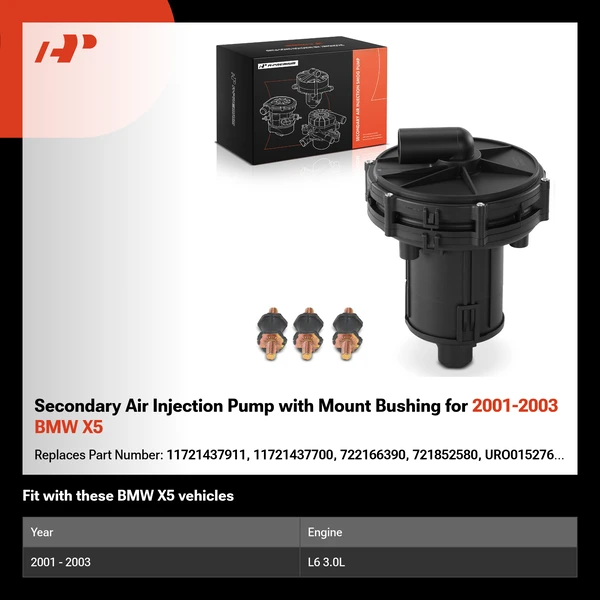 Secondary Air Injection Pump with Mount Bushing for 2001-2003 BMW X5