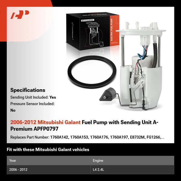 2006-2012 Mitsubishi Galant Fuel Pump with Sending Unit A-Premium APFP0797