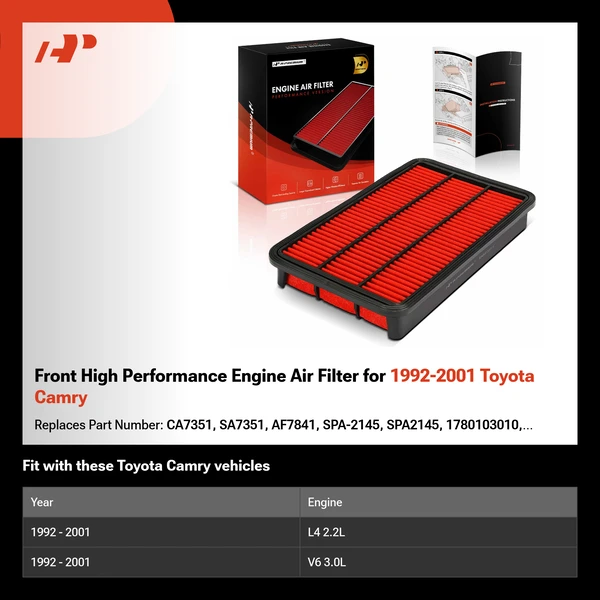 Front High Performance Engine Air Filter for 1992-2001 Toyota Camry
