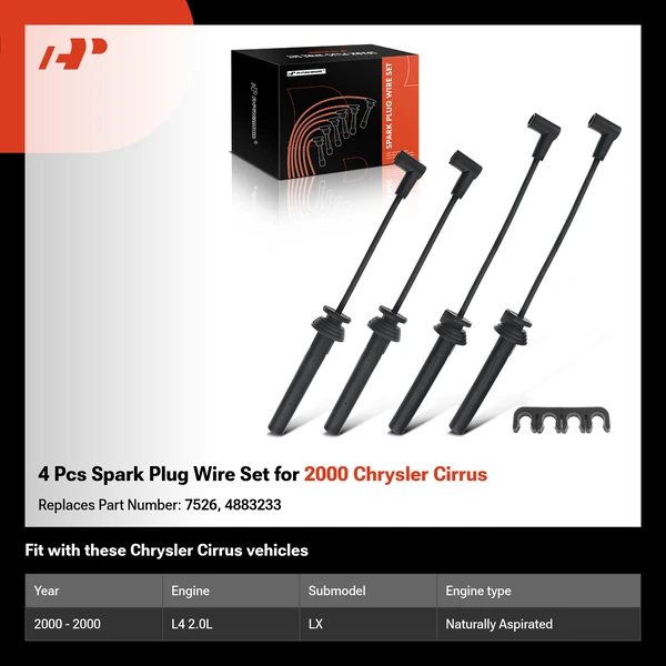 4 Pcs Spark Plug Wire Set for 2000 Chrysler Cirrus